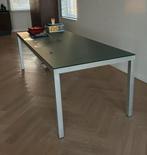 eettafel glas matglas met RVS poten, Huis en Inrichting, Ophalen, Gebruikt, 200 cm of meer, 50 tot 100 cm