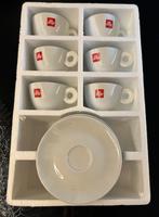 6 Illy Espresso kop-en-schotels, Ophalen of Verzenden, Zo goed als nieuw, Porselein, Kop en/of schotel
