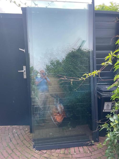Glazen Schuifwand 4 delen, Tuin en Terras, Overkappingen, Gebruikt, Veranda, Ophalen