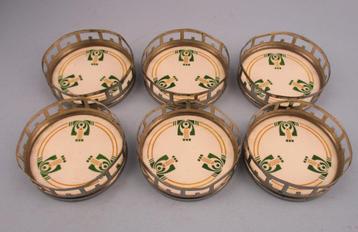 Art Deco Chris van der Hoef 6 onderzetters uit de jaren 20 beschikbaar voor biedingen