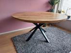 Tafel 150cm mangohout loods 5, Ophalen, Rond, Zo goed als nieuw, Vijf personen of meer