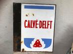 Antiek Emaille dubbelzijdig Calve reclame bord, Antiek en Kunst, Ophalen of Verzenden