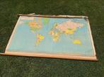 Oude wereldkaart 160 x 100 cm, Antiek en Kunst, Antiek | Schoolplaten, Ophalen, Aardrijkskunde