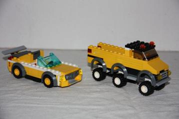 2 x Lego Auto's: Sportwagen en een 6 x 6 verlengde Pick-up beschikbaar voor biedingen