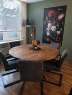 Ronde teakhouten eettafel(excl stoelen) 150/78, Ophalen, Gebruikt, 100 tot 150 cm, Vijf personen of meer