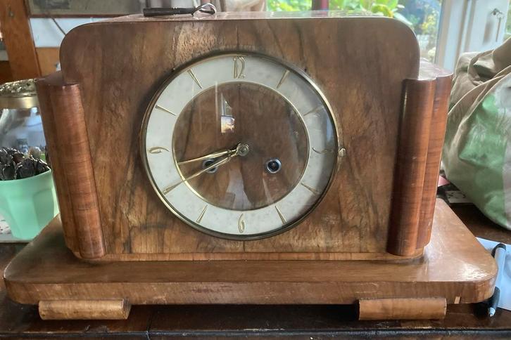 Art Deco Pendule Coromandel Hout, ca. 1920, Antiek en Kunst, Antiek | Klokken, Ophalen of Verzenden