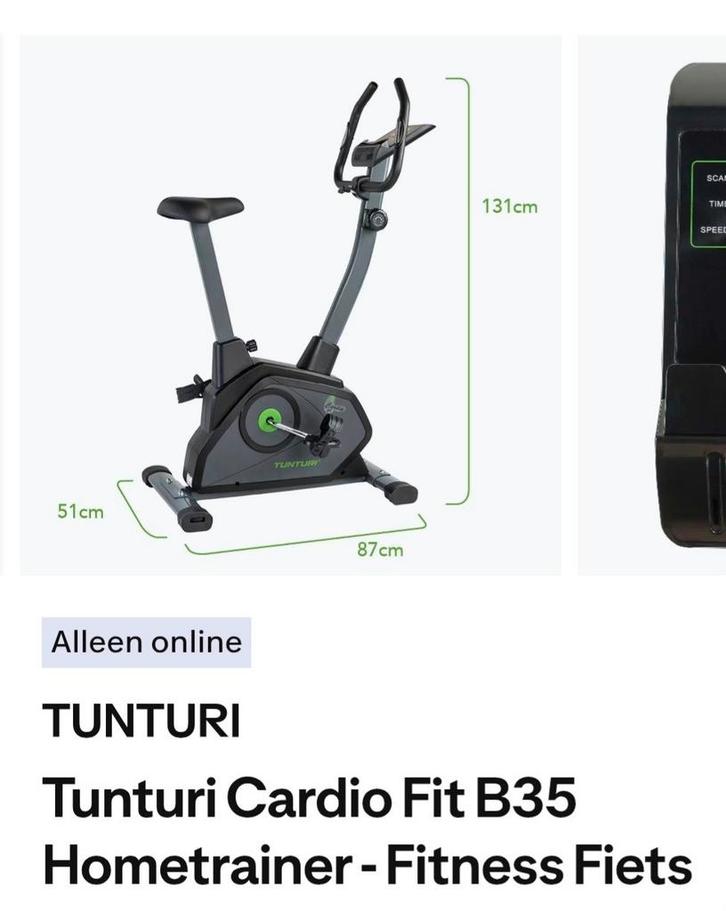 Tunturi Cardio Fit B35 Hometrainer, Sport en Fitness, Fitnessapparatuur, Gebruikt, Hometrainer, Benen, Buik, Metaal, Ophalen of Verzenden