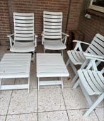 Tuinset: 2 stoelen & 2 tafels + extra stoelen, Ophalen, Gebruikt, Kunststof, Inklapbaar