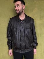 Vintage bruine leren jas - heren / unisex - 54/L, Maat 52/54 (L), Bruin, Vintage, Ophalen of Verzenden