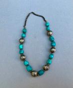 Vintage Berber Amazigh Ketting Zilver en Turquoise Tagmoet, Sieraden, Tassen en Uiterlijk, Antieke sieraden, Ophalen of Verzenden