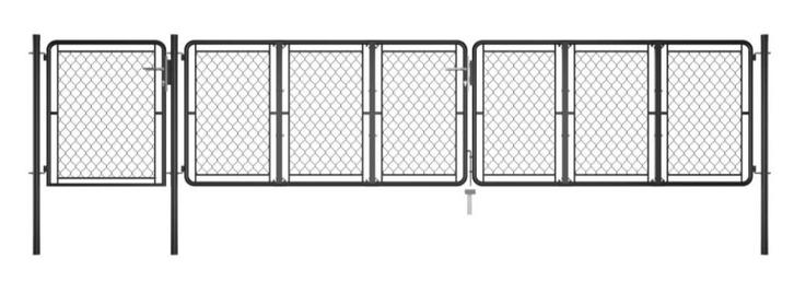 Gaaspoort 100x495 cm gegalvaniseerd staal grijs, Tuin en Terras, Tuinpoorten, Nieuw, Draaipoort, IJzer, 100 tot 150 cm, 200 cm of meer