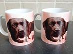 2 Labradors mokken met prachtige foto-druk van Labradors, Ophalen of Verzenden, Zo goed als nieuw, Porselein, Kop(pen) en/of Schotel(s)