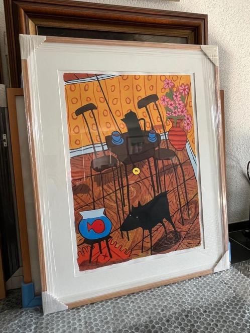 Peter Bastiaansen, ingelijste zeefdruk Dog life, Antiek en Kunst, Kunst | Litho's en Zeefdrukken, Ophalen