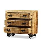 Vintage Verrijdbaar Houten Ladekast Retro Showroom Mangohout, Huis en Inrichting, Kasten | Ladekasten, Info@dehanzeherten.nl, Nieuw