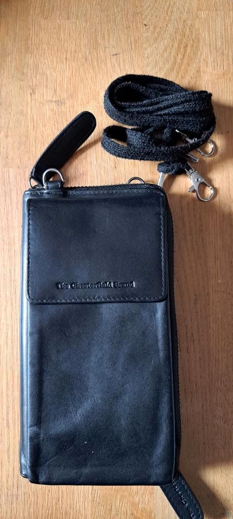 Leren Telefoontasje The Chesterfield Brand, met portemonnee, Sieraden, Tassen en Uiterlijk, Portemonnees, Zo goed als nieuw, Zwart