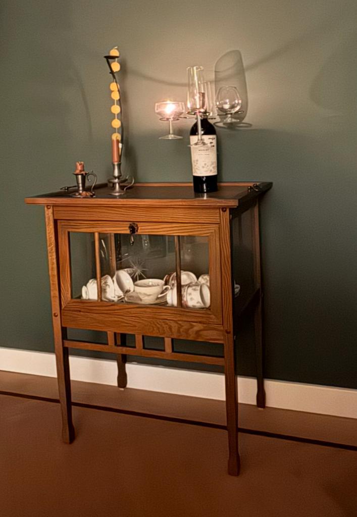 Theekastje, antiek, eiken, Huis en Inrichting, Tafels | Sidetables, Zo goed als nieuw, 25 tot 50 cm, 50 tot 100 cm, Rechthoekig