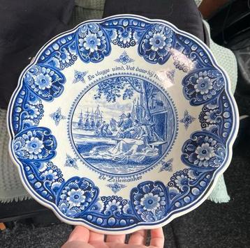 Delfts Blauw wandbord ‘De Zeilemaaker’ – Van Dijk Rotterdam beschikbaar voor biedingen
