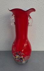 Vintage Murano Handgeblazen Rood Glazen Vaas 1970’s, Ophalen of Verzenden