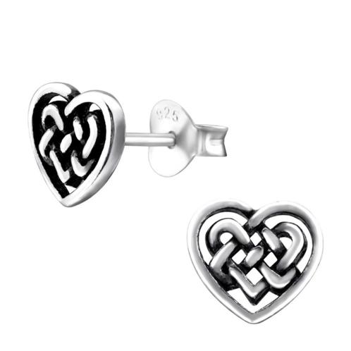 Zilveren Keltische opengewerkte hartjes Oorbellen, Sieraden, Tassen en Uiterlijk, Oorbellen, Nieuw, Knopjes of Stekers, Zilver