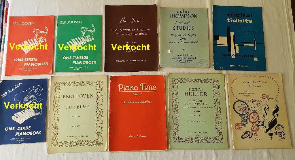 6 Pianoboeken (ook per stuk te koop), Muziek en Instrumenten, Gebruikt, Klassiek, Les of Cursus, Ophalen of Verzenden