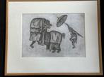 Bali Indonesië Tekening Pendet  51/60 cm  nr 1, Antiek en Kunst, Ophalen of Verzenden