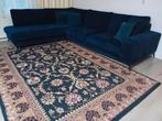 Blauw velours hoekbank afm.300x230, Huis en Inrichting, Ophalen, Gebruikt
