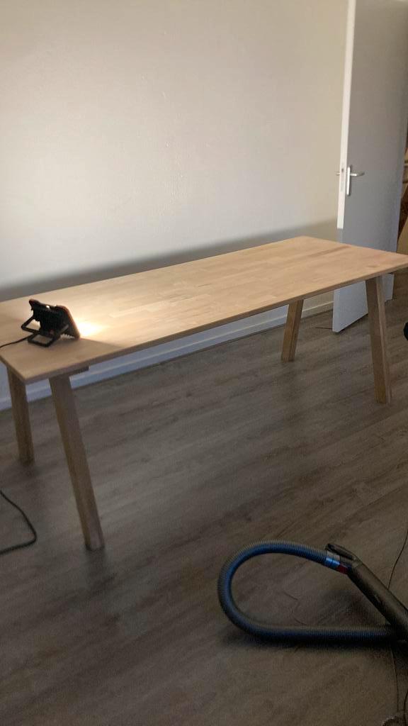 Massief beuken werkblad 200cm bij 80cm gereserveerd, Doe-het-zelf en Verbouw, Hout en Planken, Zo goed als nieuw, Plank, Eiken