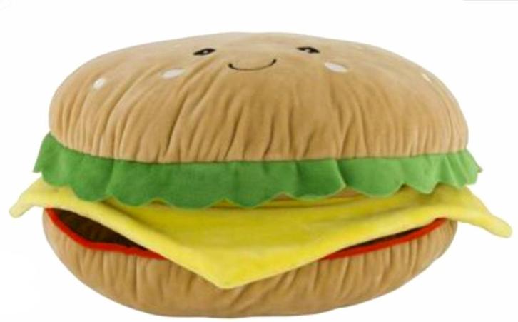 Kussen - knuffel broodje hamburger - diameter 35 cm - Hema, Kinderen en Baby's, Speelgoed | Knuffels en Pluche, Zo goed als nieuw
