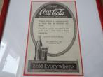 Coca Cola 1919 antieke of vintage Coca Cola advertentie 1919, Overige typen, Ophalen of Verzenden, Zo goed als nieuw, Nvt