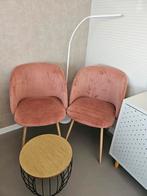 Velvet roze stoelen met tafel, zo goed als nieuw, Huis en Inrichting, Stoelen, Ophalen, Zo goed als nieuw, Overige kleuren, Twee