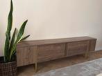 Walnoot TV Meubel - 180cm - Gouden Poten, Gebruikt, 150 tot 200 cm, Ophalen of Verzenden, Minder dan 100 cm