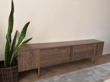 Walnoot TV Meubel - 180cm - Gouden Poten beschikbaar voor biedingen