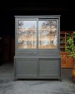 Stoere Buffetkast | Zwarte vintage schoolkast | #2448, Huis en Inrichting, Kasten | Buffetkasten, Niet ingevuld, Gebruikt, 100 tot 150 cm