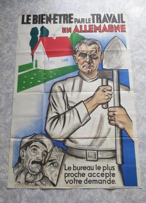 Oorlog België Tewerkstelling Duitsland Arbeid Dienst VNV REX, Verzamelen, Posters, Zo goed als nieuw, Overige onderwerpen, Deurposter of groter