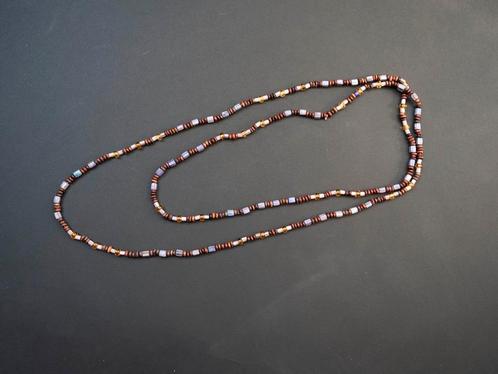 Lila ketting met glaskralen en pitten, Sieraden, Tassen en Uiterlijk, Kettingen, Zo goed als nieuw, Paars, Verzenden