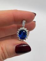 B390 Prachtige zilveren hanger art nouveau blauwe saffier, Overige voorstellingen, Ophalen of Verzenden, X, Met edelsteen