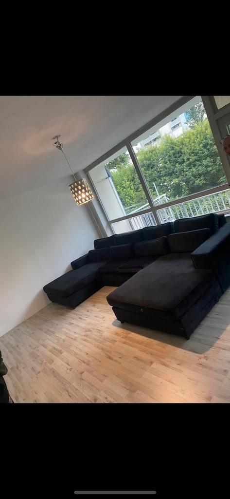 Double lounge zwart, Huis en Inrichting, Banken | Complete zithoeken, Zo goed als nieuw, Ophalen of Verzenden