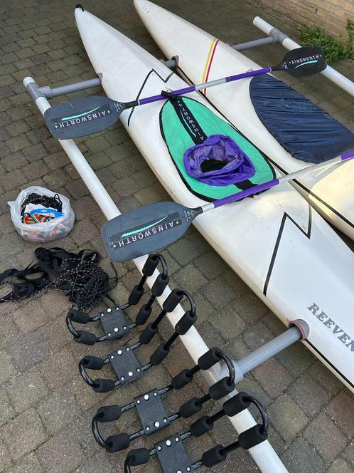 2 Kajaks (koppelbaar) met complete uitrusting en dakdragers, Watersport en Boten, Kano's, Gebruikt, Kajak, Twee personen, Met peddels