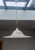 Vintage jaren ’70 hanglamp – roze glas, messing ophanging, Huis en Inrichting, Lampen | Hanglampen, Gebruikt, ., Ophalen of Verzenden