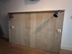 Bed achterwand - met verlichting & stopcontact - steigerhout, Huis en Inrichting, Slaapkamer | Bedden, Ophalen, Gebruikt, Steigerhout
