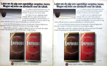 2 vintage advertenties reclames DE Amphora 81 pijptabak pijp beschikbaar voor biedingen