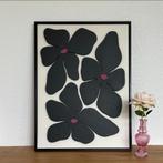 Schilderij met bloemen van hout - abstract- maat: 60 X 45 cm, Minder dan 50 cm, 50 tot 75 cm, Nieuw, Ophalen of Verzenden