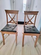2 teakhouten eetkamerstoelen, Ophalen, Gebruikt, Twee, Bruin