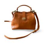 Vintage Lederen Handtas/Schoudertas - Camel, Sieraden, Tassen en Uiterlijk, Tassen | Damestassen, Ophalen of Verzenden, Nieuw