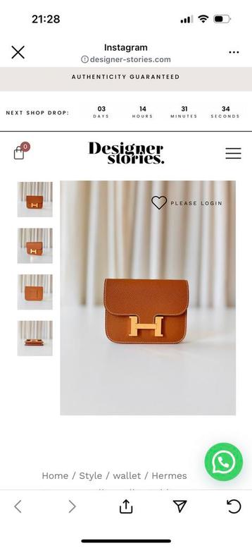 Hermes Constance slim wallet gold epsom gold hardware beschikbaar voor biedingen
