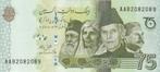 Pakistan bankbiljet 75 Rupees 2022 commemorative, Pick 56a.2, Ophalen of Verzenden, Zuid-Azië, Los biljet