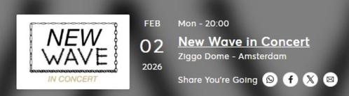 New Wave in Concert | Ziggo | 2 febr | 1x Golden Circle, Tickets en Kaartjes, Concerten | Pop, Eén persoon, Februari