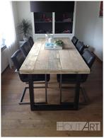 Tafel U-poot staal met steigerhout blad NIEUW, Info@hout-art.nl, Vijf personen of meer, Hoeves 3 in Schijndel, Rechthoekig