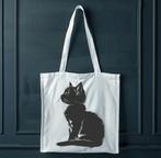 Witte shopper met zwarte kat of een T-shirt in wit of zwarte, Ophalen of Verzenden, Zo goed als nieuw, Wit, Shopper