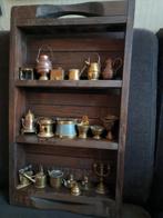 letterbak met koperen miniatuurtjes, Antiek en Kunst, Curiosa en Brocante, Ophalen of Verzenden